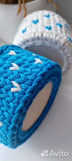 Вязаные корзинки ручной работы