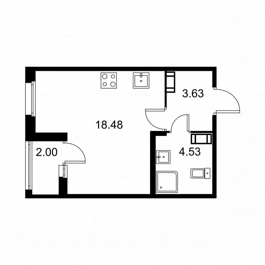 Квартира-студия, 27,6 м², 4/9 эт.