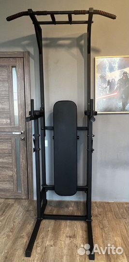 Турник 3 в 1 + скамья, диски, гриф