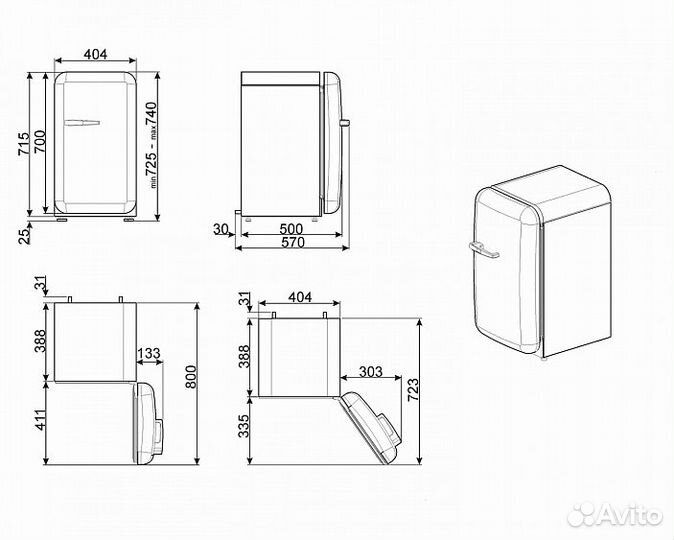 Минибар smeg FAB5LSV3