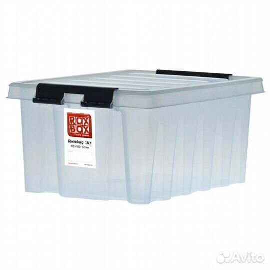 Ящик roxbox 16л 40х30х17см с клипсами, крышкой про