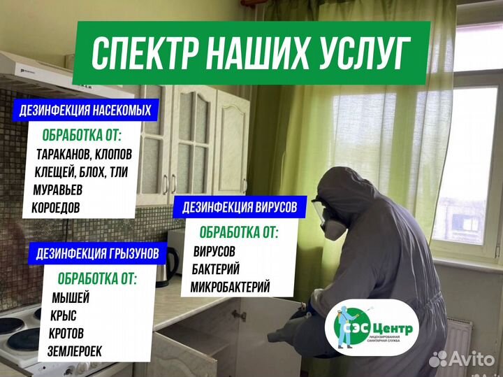 Уничтожение клопов, тараканов. Обработка участков