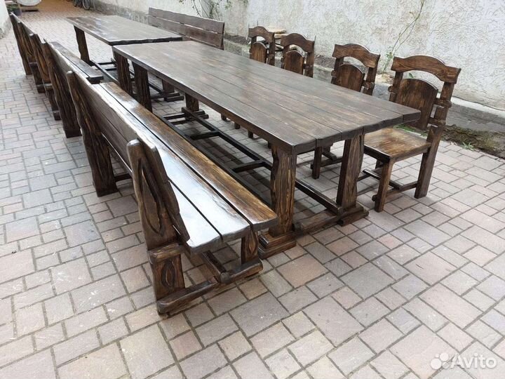 Комплект мебели, стулья, стол, лавки