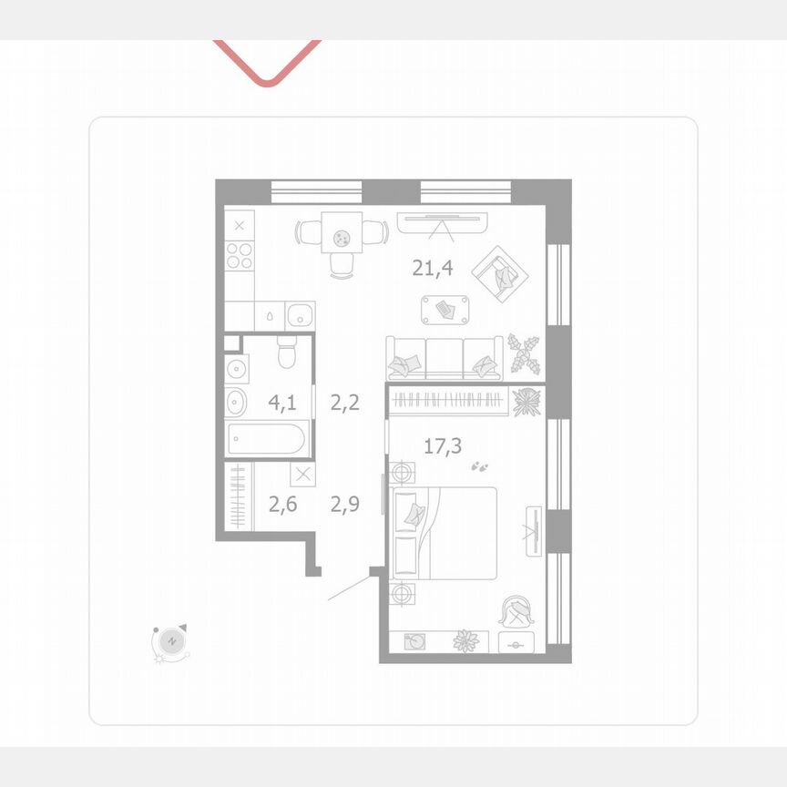 1-к. квартира, 50,5 м², 10/19 эт.