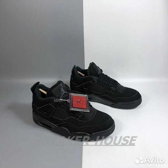 Кроссовки Air Jordan 4 “Black Cat” Black Light Gra