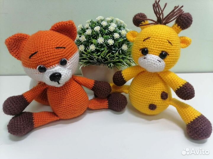 Мишка жираф Лиса игрушки мягкие