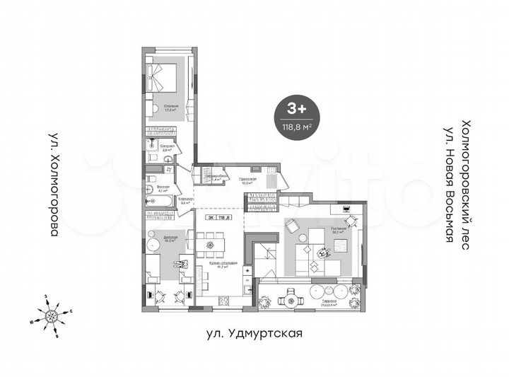 4-к. квартира, 119 м², 11/12 эт.