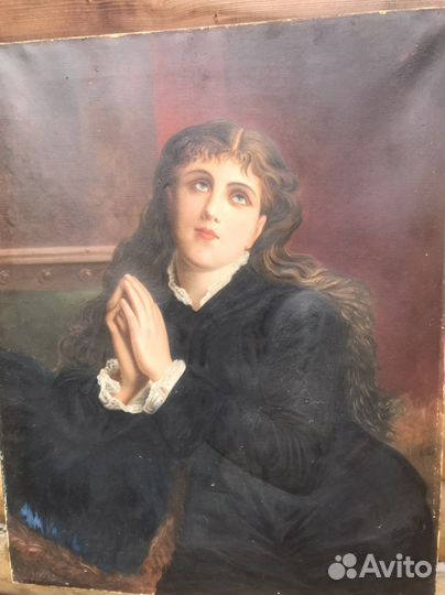 Картина маслом на холсте старинная 19 век