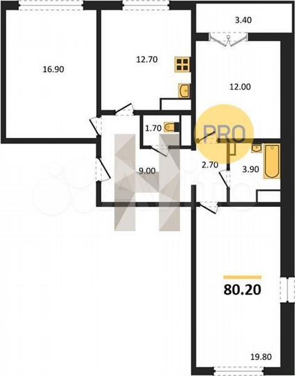 3-к. квартира, 80,2 м², 14/17 эт.