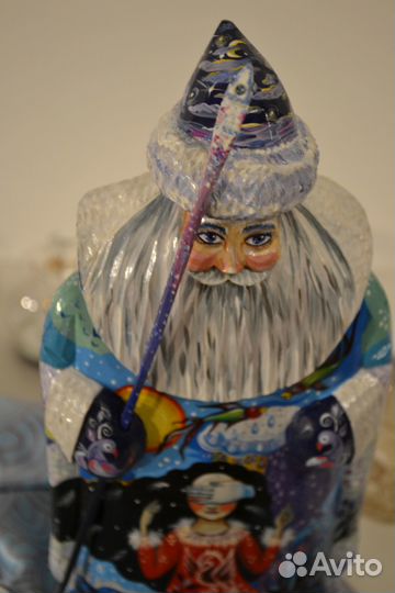 Дед Мороз деревянный ручная роспись