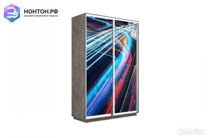 Шкаф-купе 2-х дверный Нонтон фото №1008 / бетон