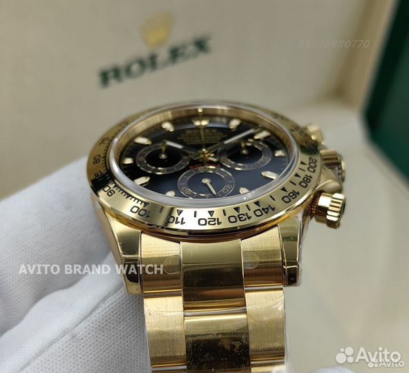 Часы Rolex Daytona черный циферблат в золоте новые