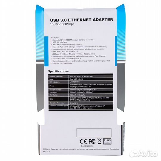 Сетевая карта dofa USB 3.0 Gigabit 1000M, RJ45