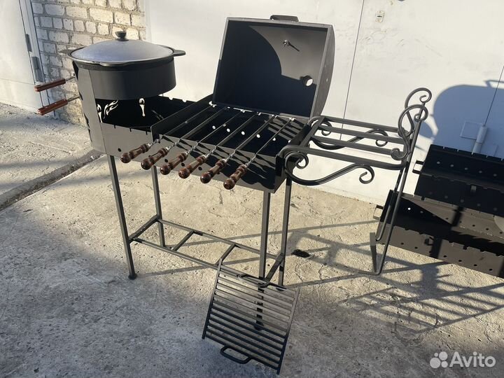 Мангал барбекю с печью под казан
