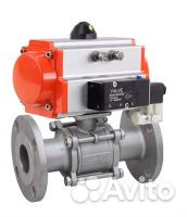 Кран шаровой DN.ru кшфпт 316.180 Ду40 Ру40, трехсоставной полнопроходной фланцевый, нержавеющая стал