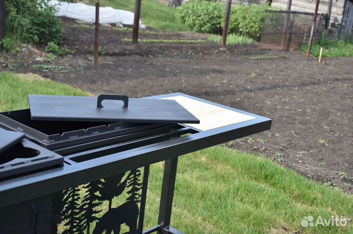 Мангал на стойке с печью для казана