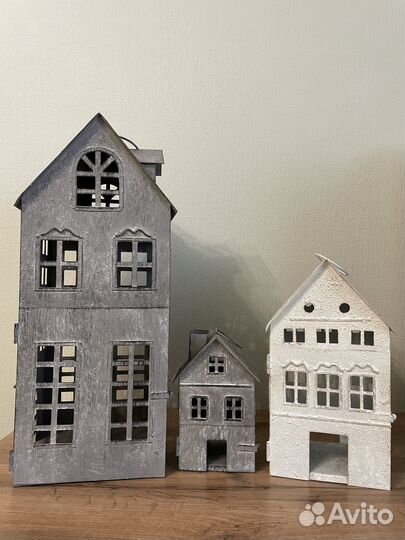 Подсвечники-домики фиренцо, 3 шт., металл, Boltze