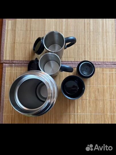 Термос 1л с кружками 350мл