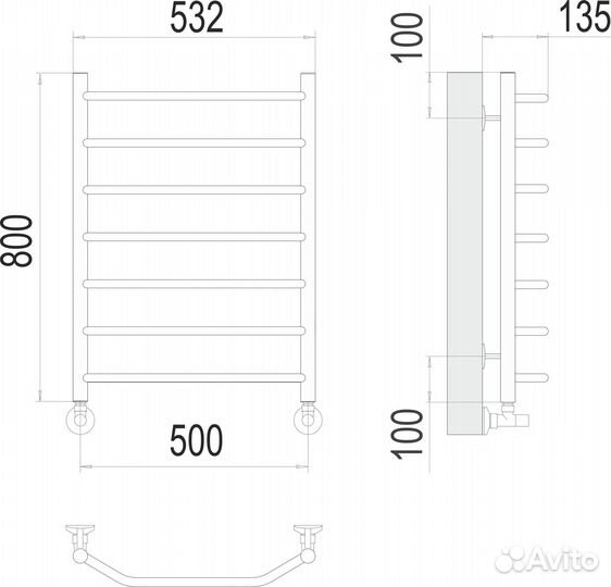 Полотенцесушитель Terminus Виктория П8 500х800