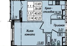 1-к. квартира, 42,3 м², 4/17 эт.