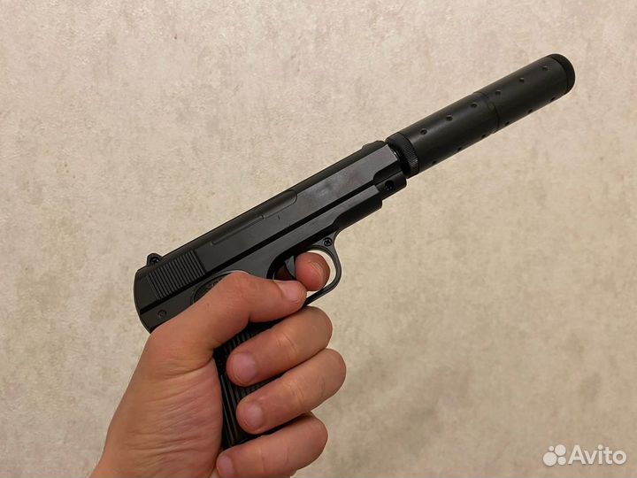 Детский пистолет тт с глушителем металл