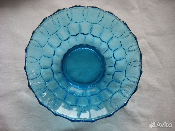 Фруктовница ваза СССР бирюзовое стекло