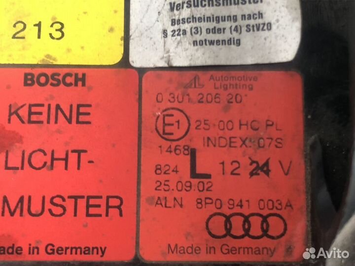 Дефекты естьЛев.Руль Фара левая Audi A3 8P 2003-05