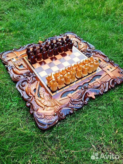 Шахматы нарды шашки ручной работы