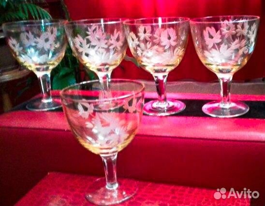 Бокал СССР. Медовое стекло. Гравировка 