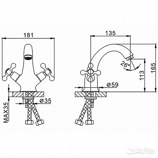 Смеситель для раковины Frap H19 F1019 хром латунь