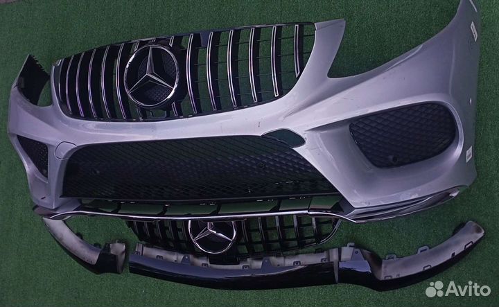 Бампер Mercedes GLE AMG решетка хром накладки