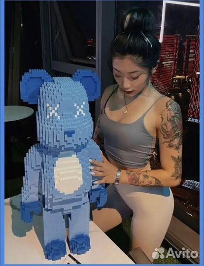 Конструктор набор Brick Bear из блоков Мишка синий