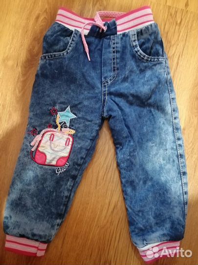 Джинсы для девочки утепленные, на 1,5-2 года