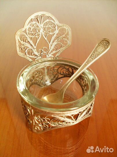 Раритетные горчичницы. Мельхиор. Скань филигрань