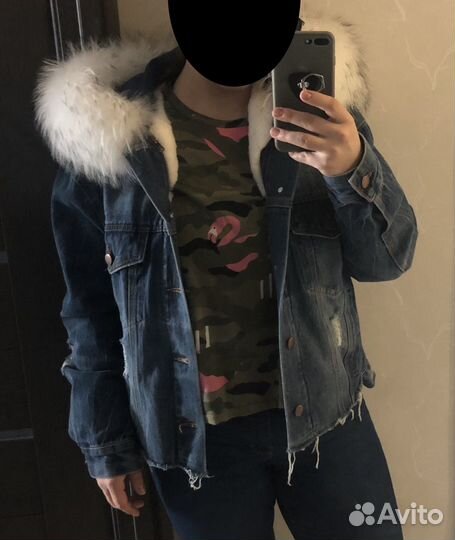 Джинсовая куртка с мехом