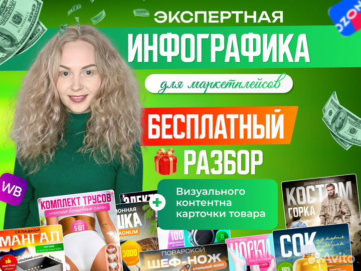 Инфографика товар, карточки маркетплейсов, баннеры