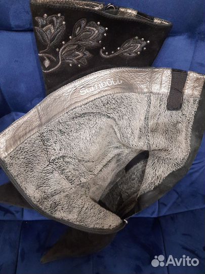 Полусапожки из натуральной замши, р.38