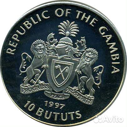 Гамбия 10 бутут 1997 г. цветная. пруф. Капсула