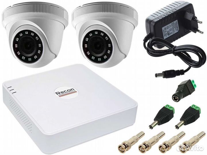 Комплект видеонаблюдения 2 камеры 2Мп + рег Recon