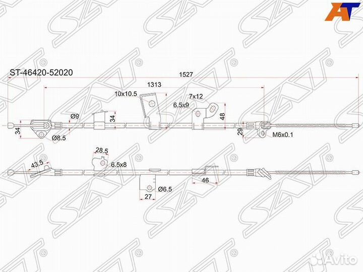 Трос ручника TY Vitz /Platz, NCP1# /SCP1#,RH (ба