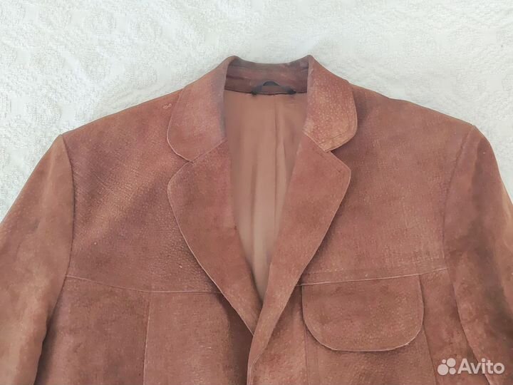 Женский пиджак коричневый замшевый винтажный М