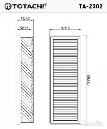 Воздушный фильтр totachi TA-2302 16 54 694 66R