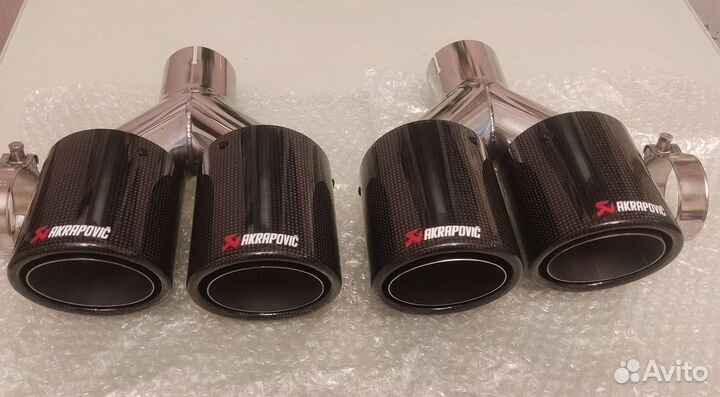 Насадки двойные Акрапович на глушитель