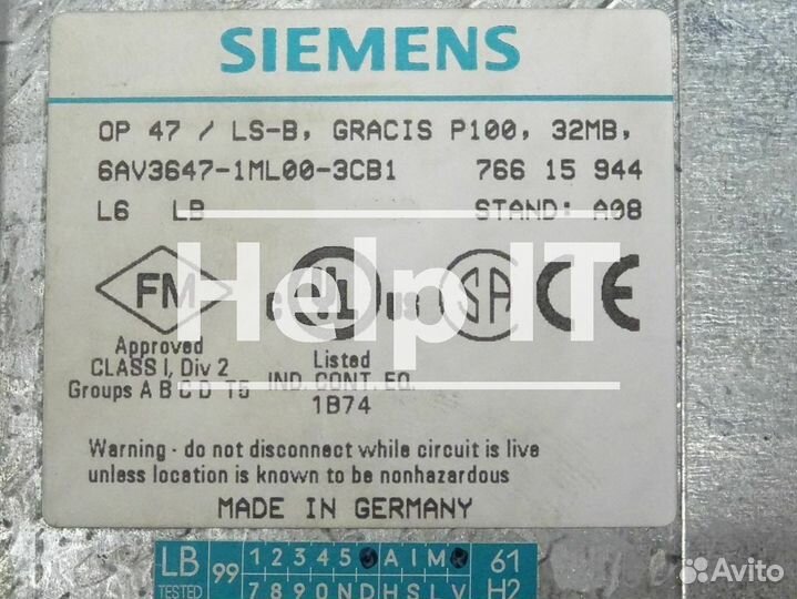 Панель оператора Siemens 6AV3647-1ML00-3CB1