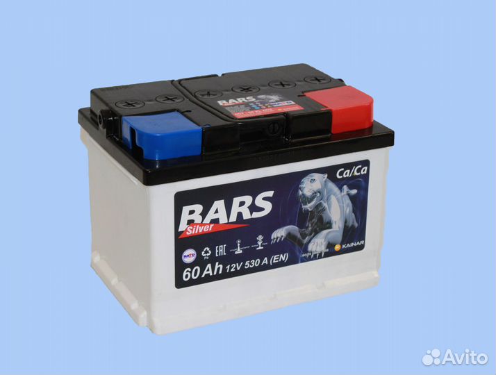 Акб 60Ач Bars Silver низкий (Шевроле Круз, Форд)