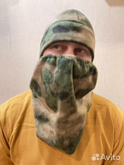 Шапка из флиса мох теплая