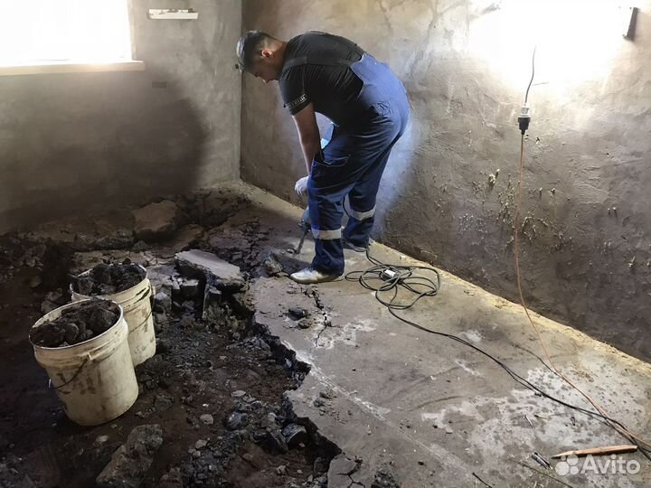 Демонтаж,снос,стяжка,бетонирование,вывоз,стены,пол