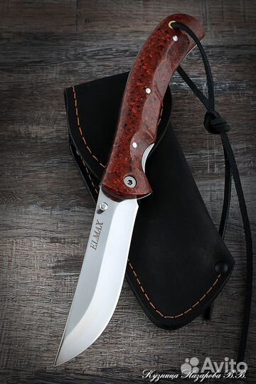 Нож складной из стали Elmax Корсак акрил красный