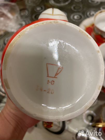 Чайный Сервиз красный бутон СССР