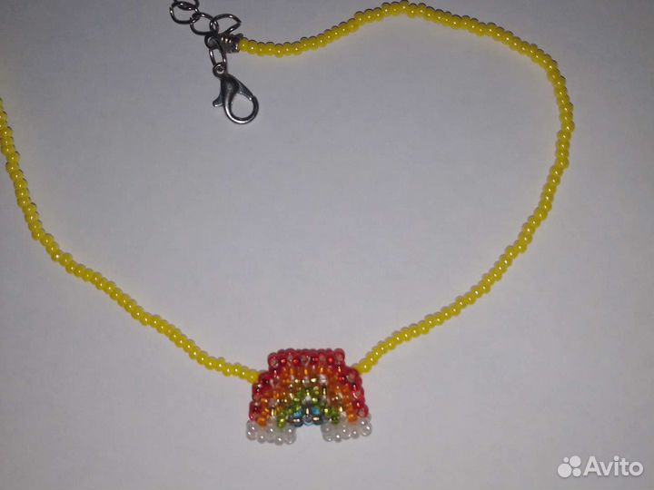 Серьги + чокер радуга из бисера. Ручная работа